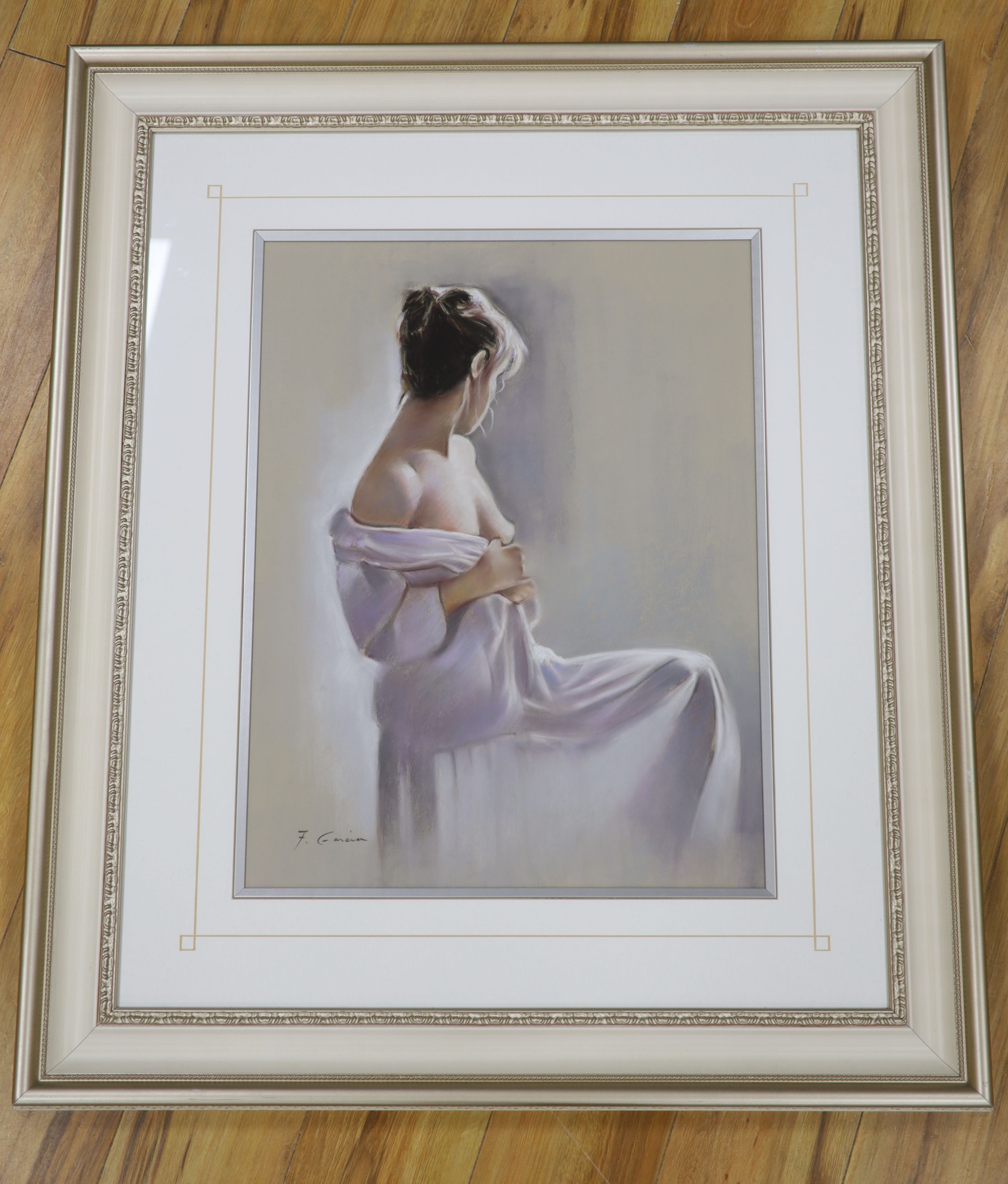 F. Garcia, pastel, Study of semi-nude girl, signed, 62 x 48cm with COA from Charles Phillips